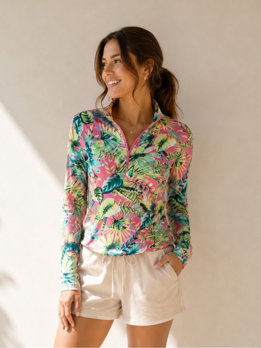 🎉LAST PIECE🎉TOMMY BAHAMA Upf 50 Printed Golf Quarter Zip Long Sleeve Popover